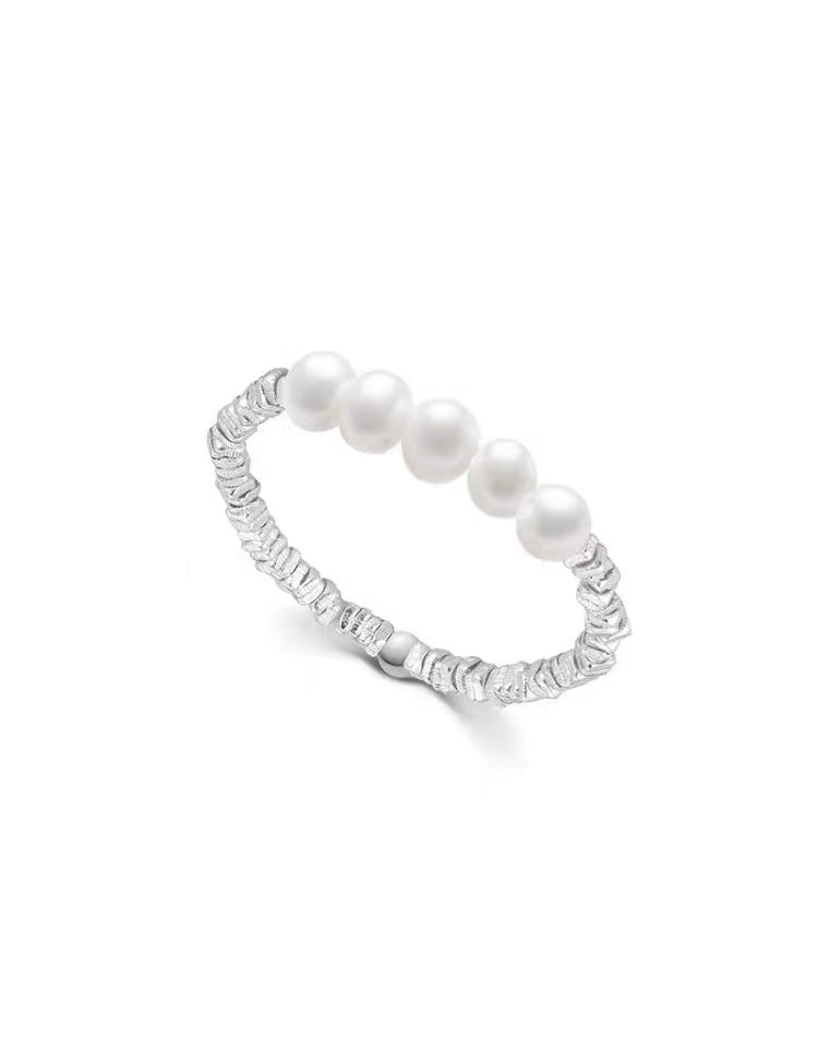 Shining Galaxy -925 Silver Imitation Pearl Ring