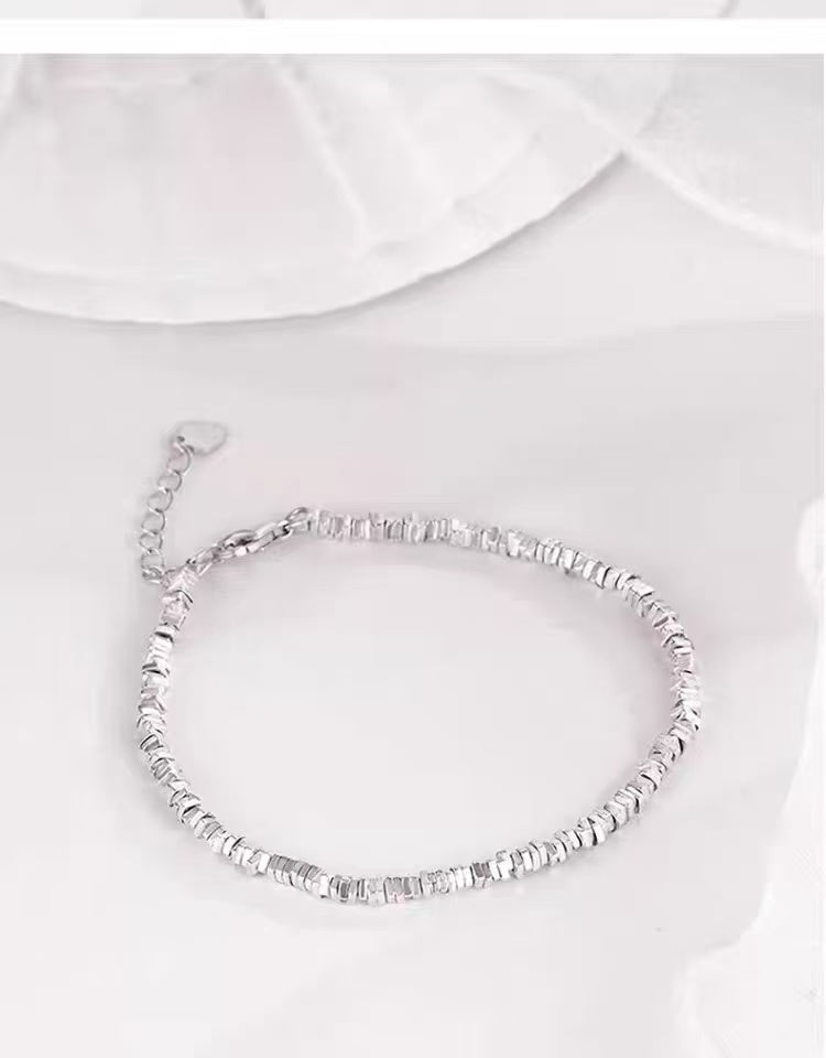Shimmering Galaxy — 925 Crushed Silver Bracelet Crafted