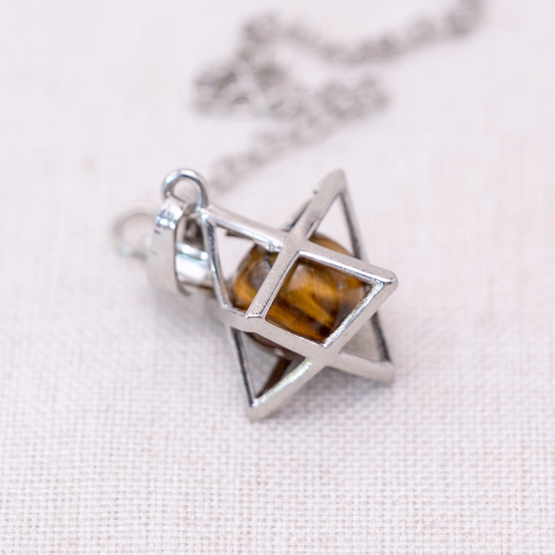 Tiger Eye Stone Merkaba Pendulum