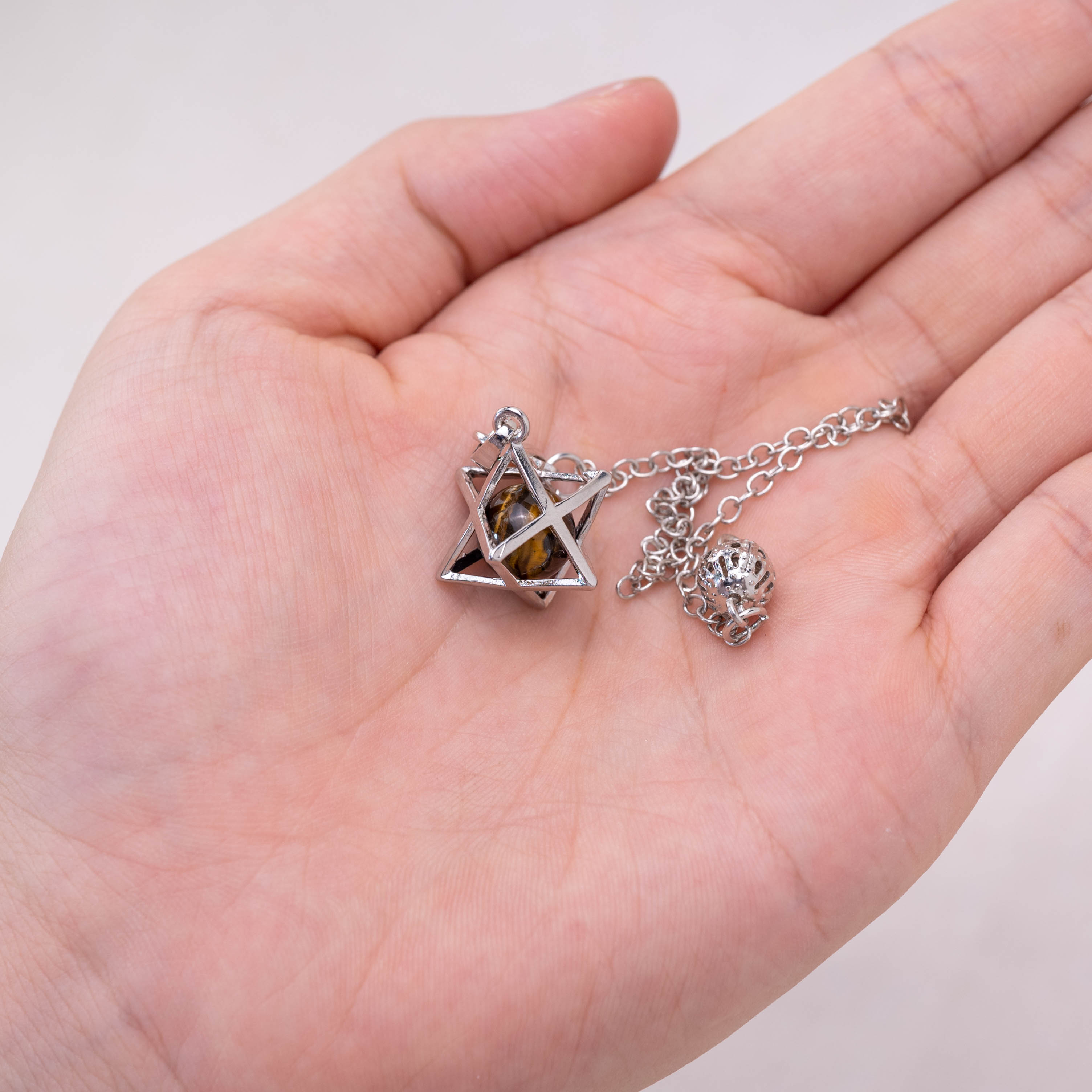 Tiger Eye Stone Merkaba Pendulum